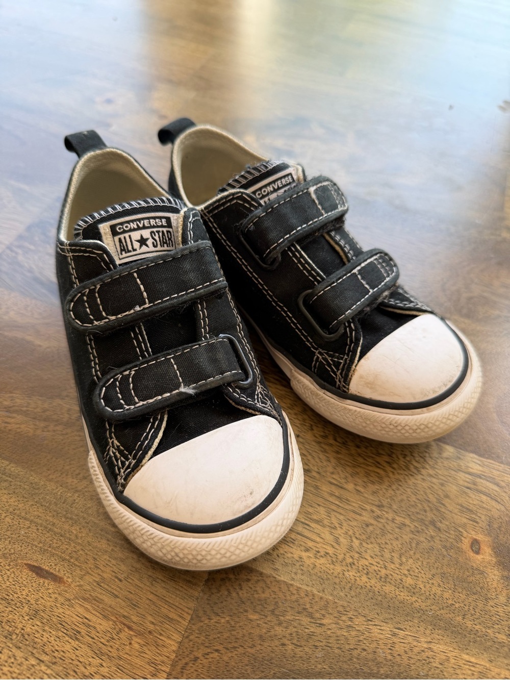 Converse Kids Black & White Velcro All Star Sneakers